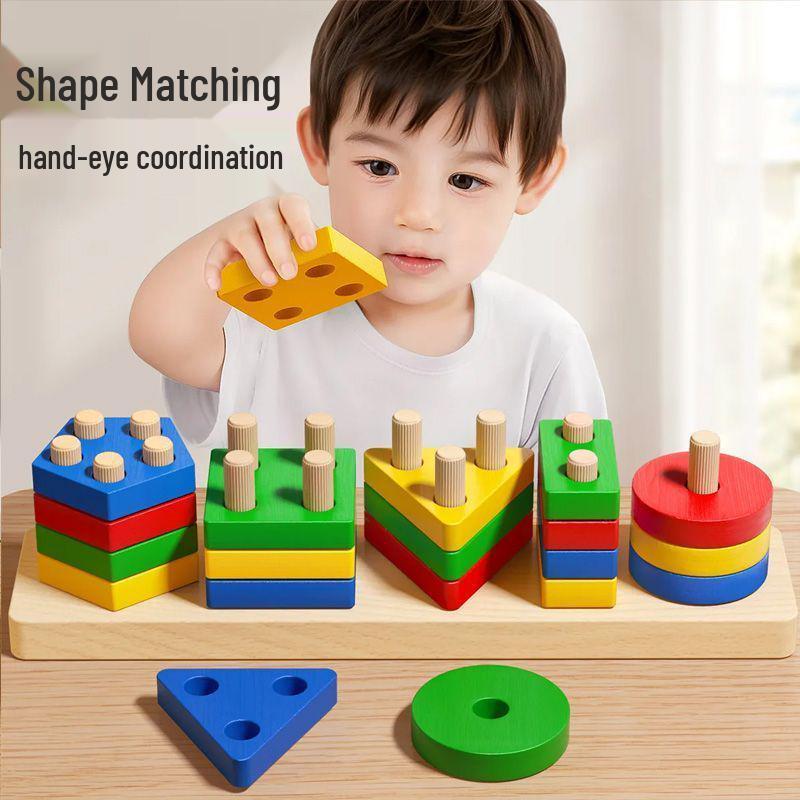 Montessori Geometric Stacking Rings: Educational Shapes for Infants & Toddlers (1-3 Years)