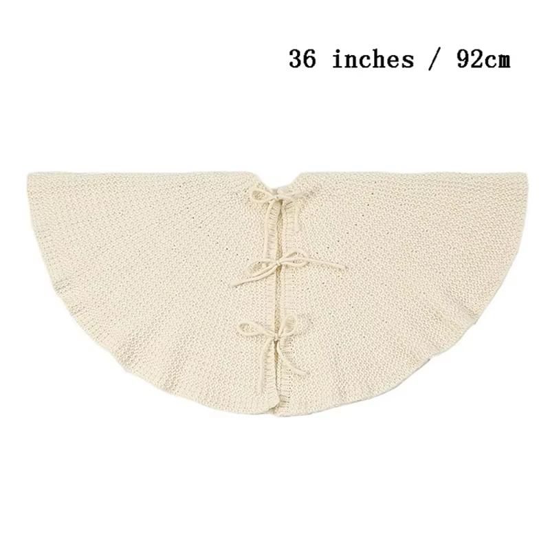 Christmas Tree Skirt Knitted Circular Christmas Tree Skirt Decoration 92cm BowTree Skirt Christmas Day Decoration Supplies