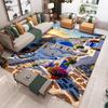 Alfombra Alfombrilla Paisaje Escenario Natural 3D Realista Santorini y Montaña Nevada - Alfombra Moderna para Sala de Estar Decoración del Hogar Alfombra para Dormitorio