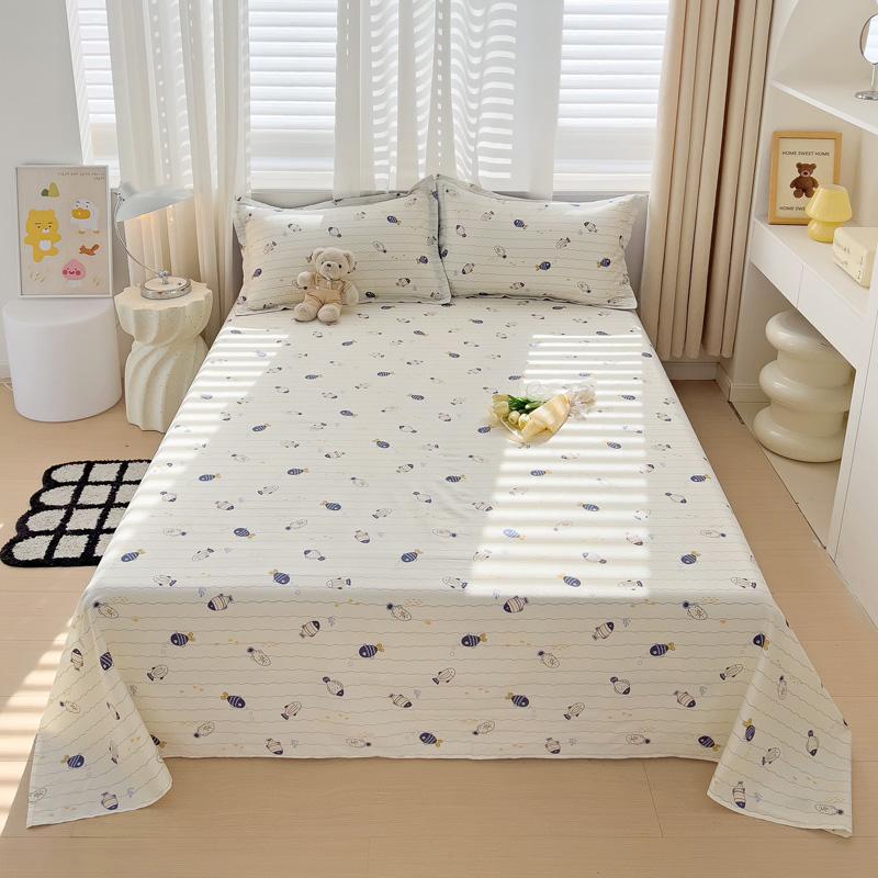 1pc 100% Cotton Bedsheet Cartoon Style Bed Linen Skin-friendly Flat Bed Sheet Adults Kids Sheets Drap De Lit (No Pillowcase)