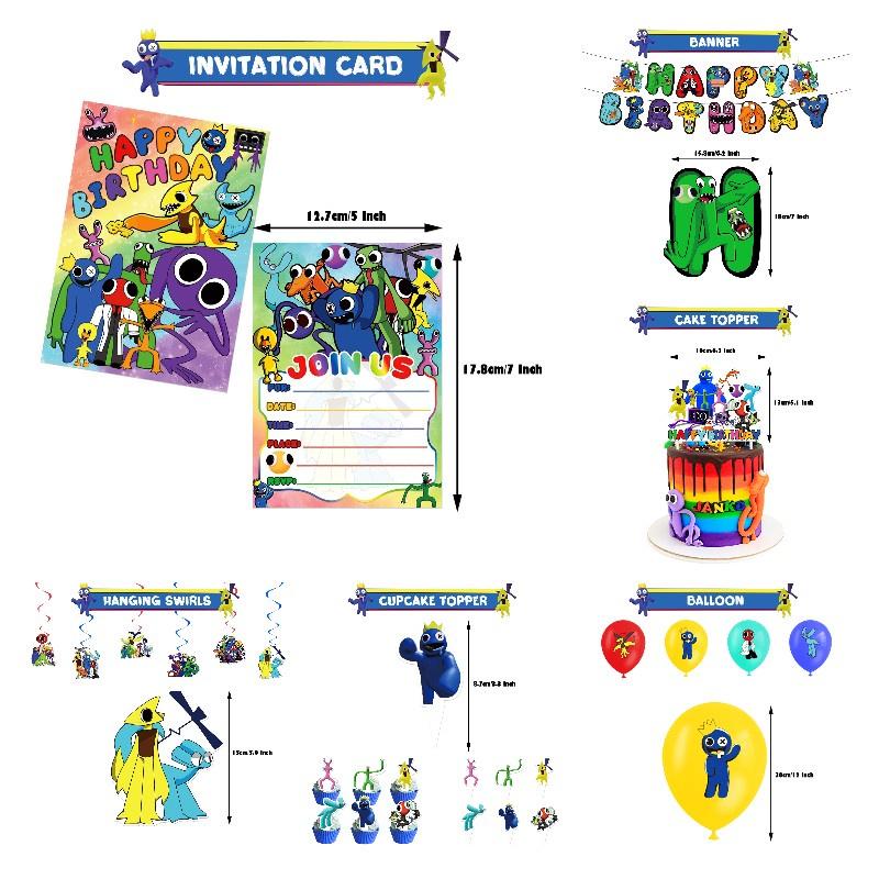 Rainbow Friend 2 Birthday Party Set Decorate With Vibrant Rainbow Theme Includes Cake Topper, Balloons, And More!