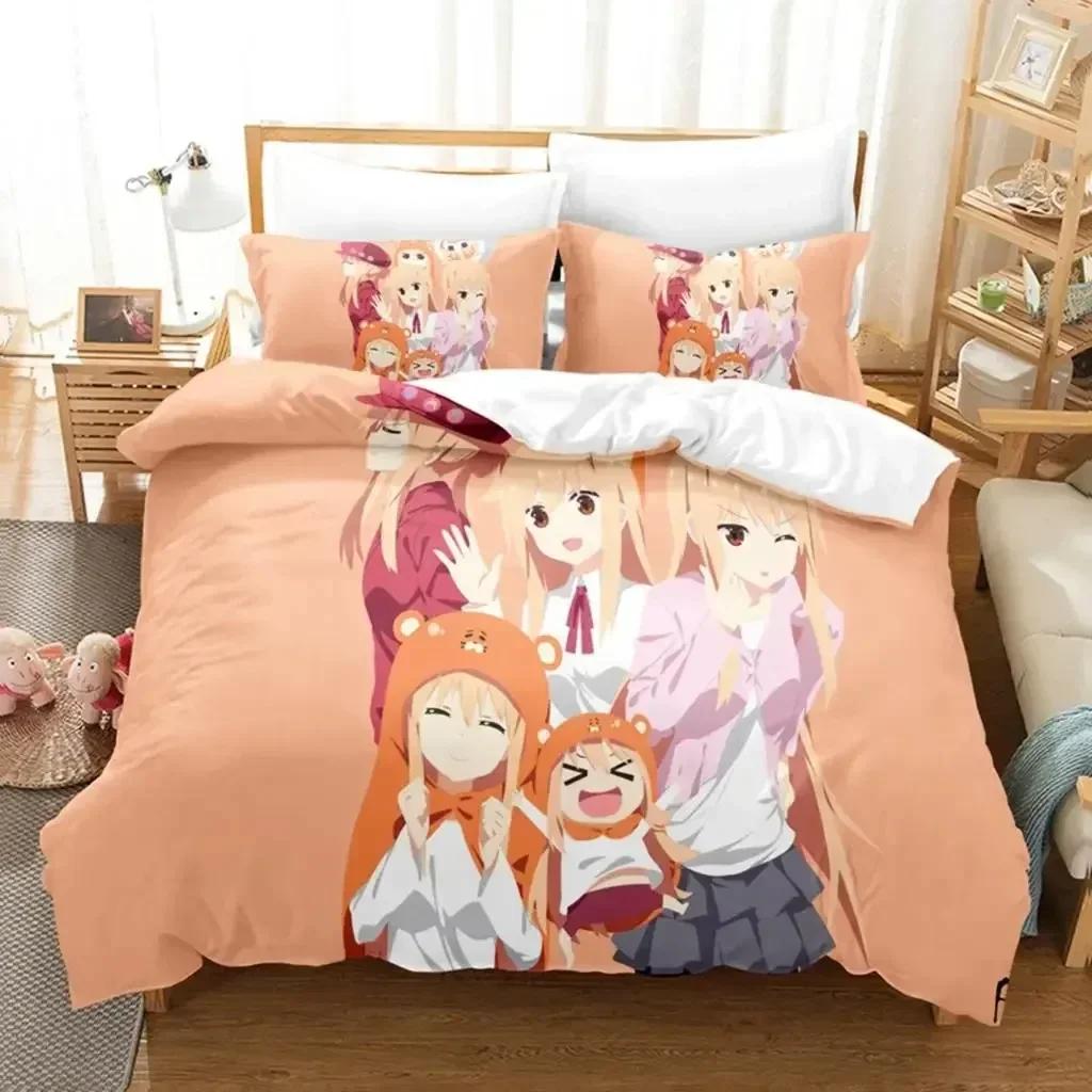 3D Print  The Himouto! Umaru-chan Bedding Set Printed With Pillowcase Bed Duvet Cover Soft Queen King Size Bedclothes Home