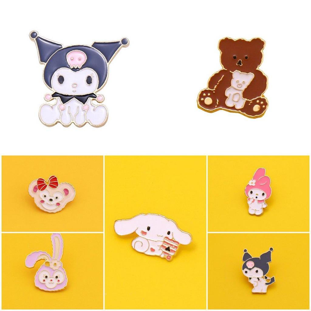 Adorable Sanrio Metal Cartoon Rabbit Melody Kulomi Brooch For Student Bags