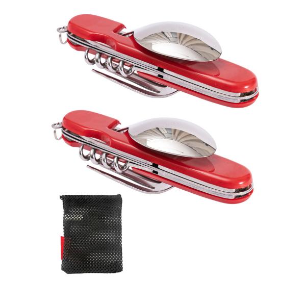 1Pc/ 1 Set Folding Spork Heat-resistant Detachable Anti-scalding Stainless Steel Multi-Functional Folding Fork