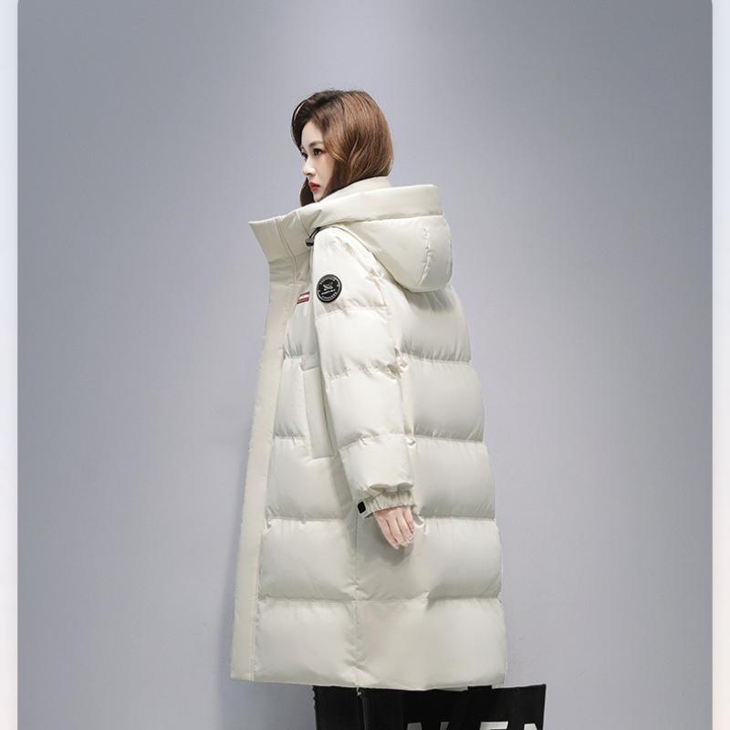 

Зимняя унисекс хлопковая куртка средней длины с капюшоном выше колена, свободная и толстая, теплая парная куртка для женщин 3XL(92-102kg recommended)