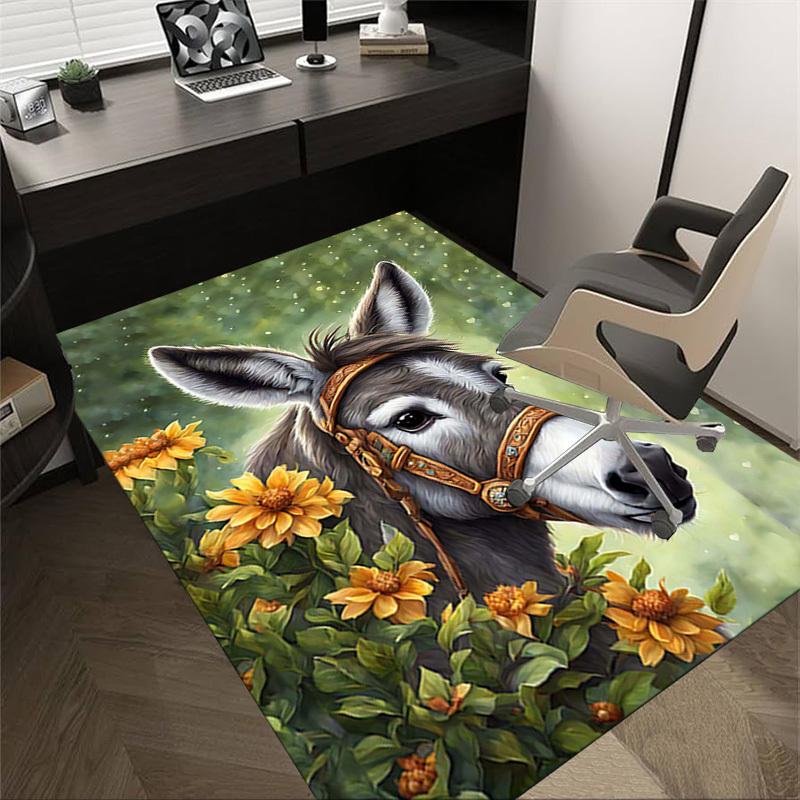

1PC Donkey Flowers Non-Slip Floor Carpet Compatible for Office&Living Room&Bedroom&Dining room - Flat- Soft & Pattern, Vibrant Colors-W274 60cm by 90cm