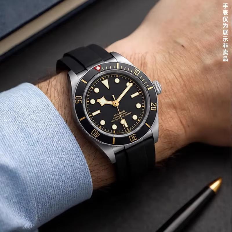 Miękki Gumowy Pasek do Tudor 39mm 1958 BB58 Black Bay Panda Pro Black Shield Pasek do Zegarka Stalowy Złącze Końcowe Bransoleta 20mm 21mm 22mm