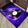 Purple Vinyl Record Flame Rug for Music Lover's Room Groovy Retro Carpet Audiophile Decor Anti slip carpet can be machine washed