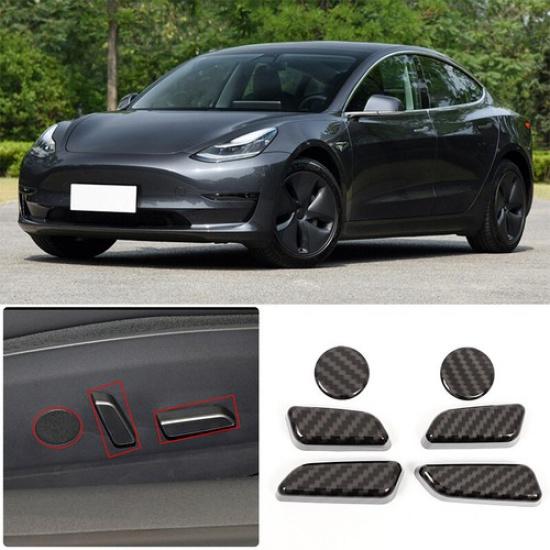 ABS Carbon Fiber Seat Adjustment Button Cover For Tesla Model 3/Y 2017-2021 US
