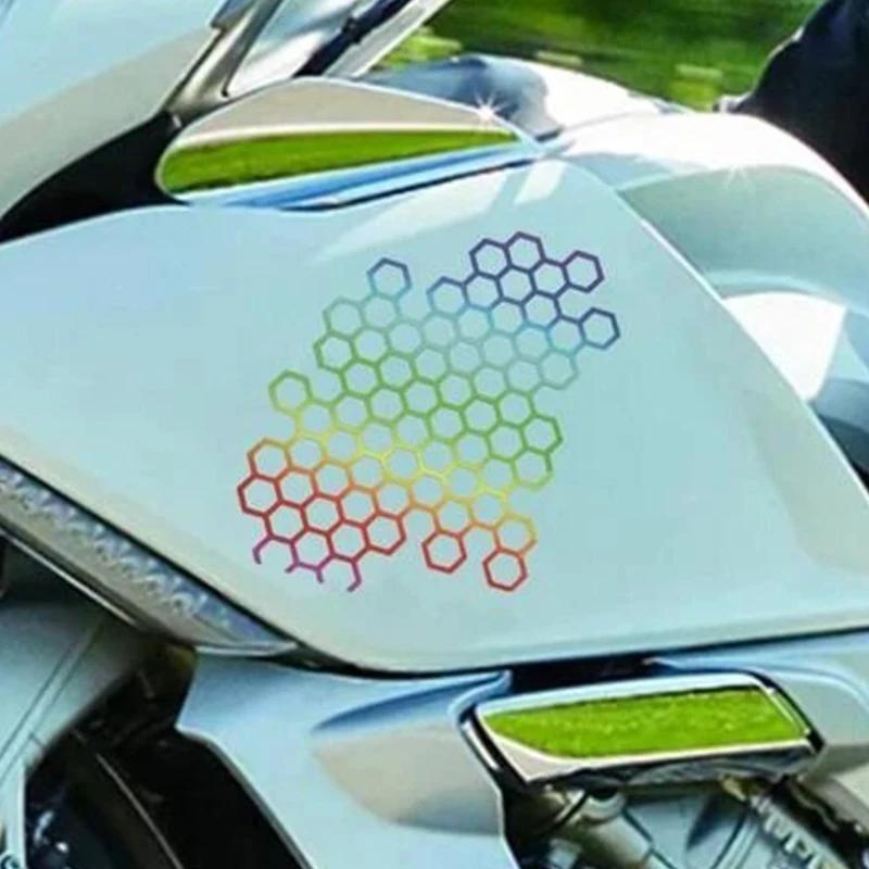Creative Honeycomb Styling Stickers for Car Motorcycle Exterior Decoration Fashion Waterproof Black White Laser 3 Colors Decals