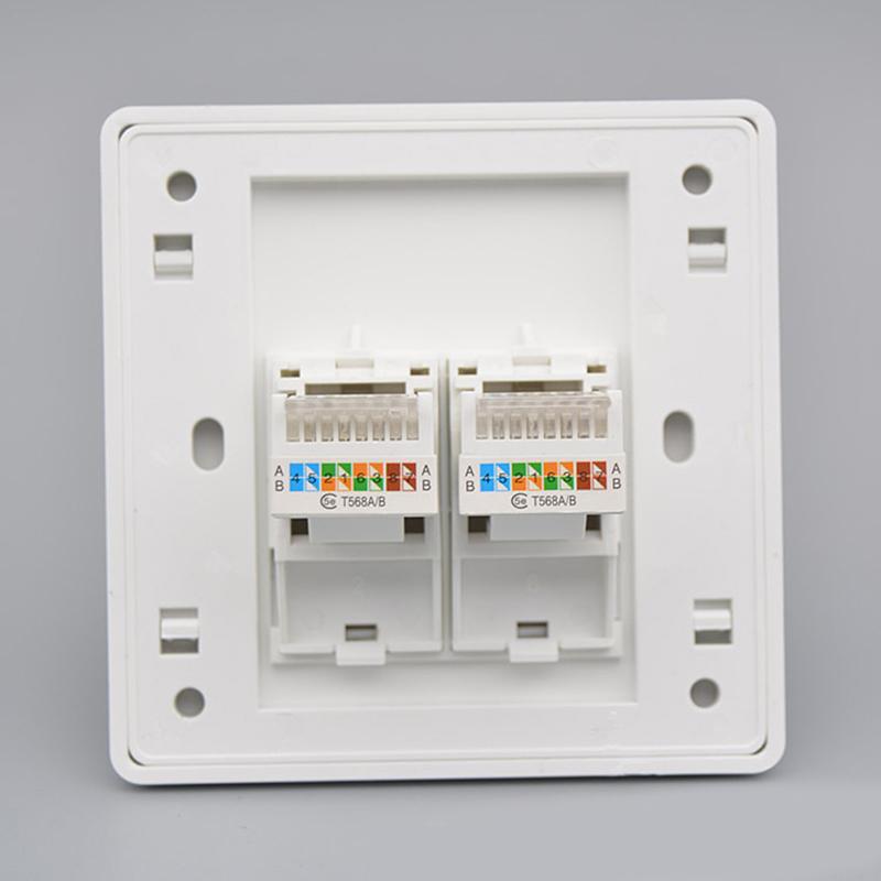 Buy 86 Type Computer Socket Panel Cat5E Network Module 2 Rj45 Interface ...