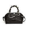 Vintage Fashion Snake Pattern Handbag With Zipper Closure And Polyester Lining For Casual Outings