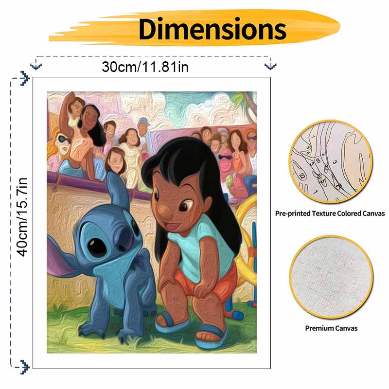Disney Lilo and Stitch Oil Paint Art Painting Kit Home Wall Decor Handmade Gift for Cartoon Fans Modern Canvas Art DIY Picture Crafts