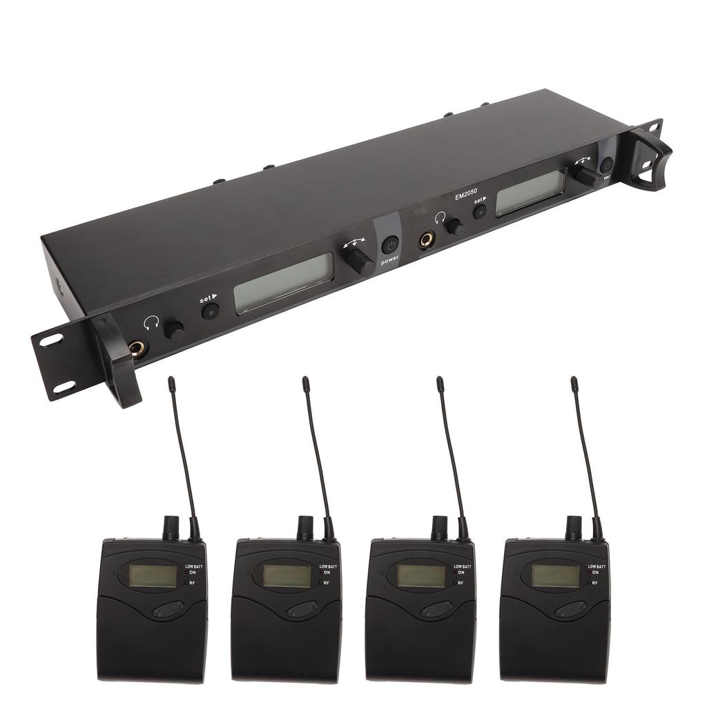 Wireless Earphone Monitor System 2 Channel 4 Bodypacks Whole Metal UHF Stage Monitoring System for