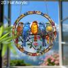 Acrylic Colorful Birds On A Branch Suncatcher, Stained Glass Style Window Hanging Ornament for Nature and Garden Lovers