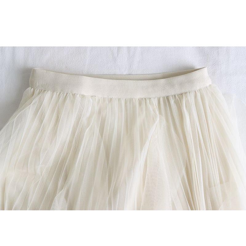 Letní dlouhá maxi sukně Dámské FCroztomilá skládaná kawaii tylová sukně s vysokým pasem síťovaná gáza