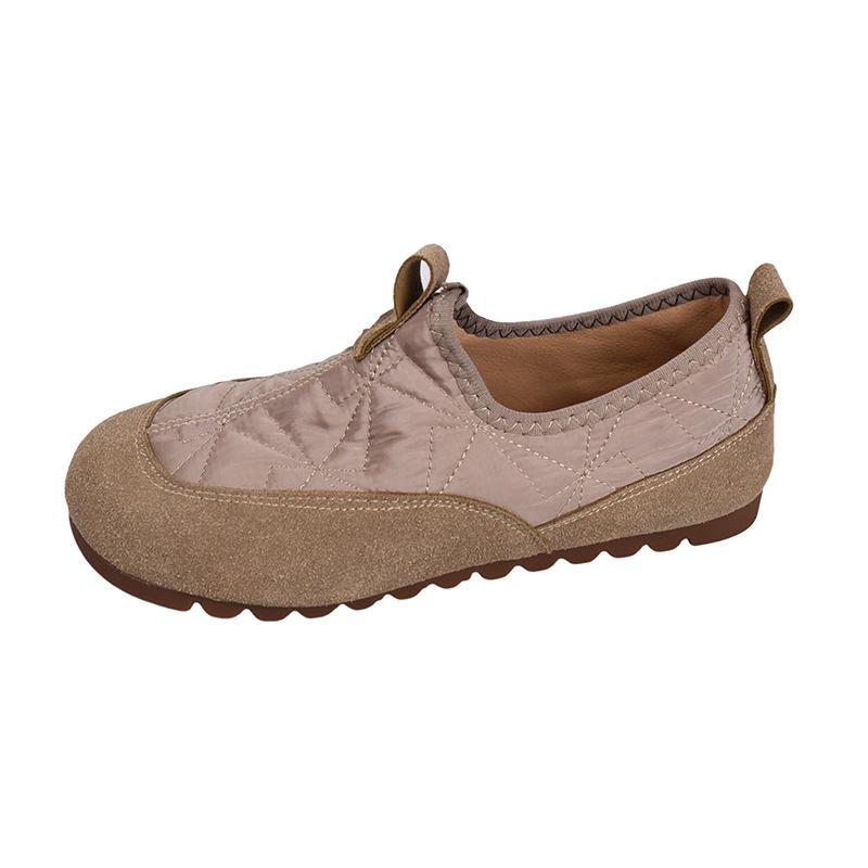 Vintage Style Slip-On Flat Shoes - Women's Versatile Autumn/Winter Grandma Shoes