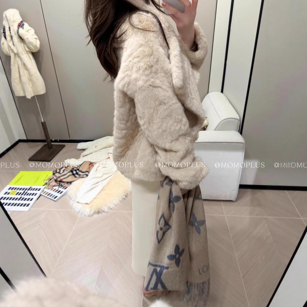 Fog milk rabbit daughter gold feels soft and gentle rabbit velvet environmentally friendly fur expensive big lapel coat thickened small lake sheep j