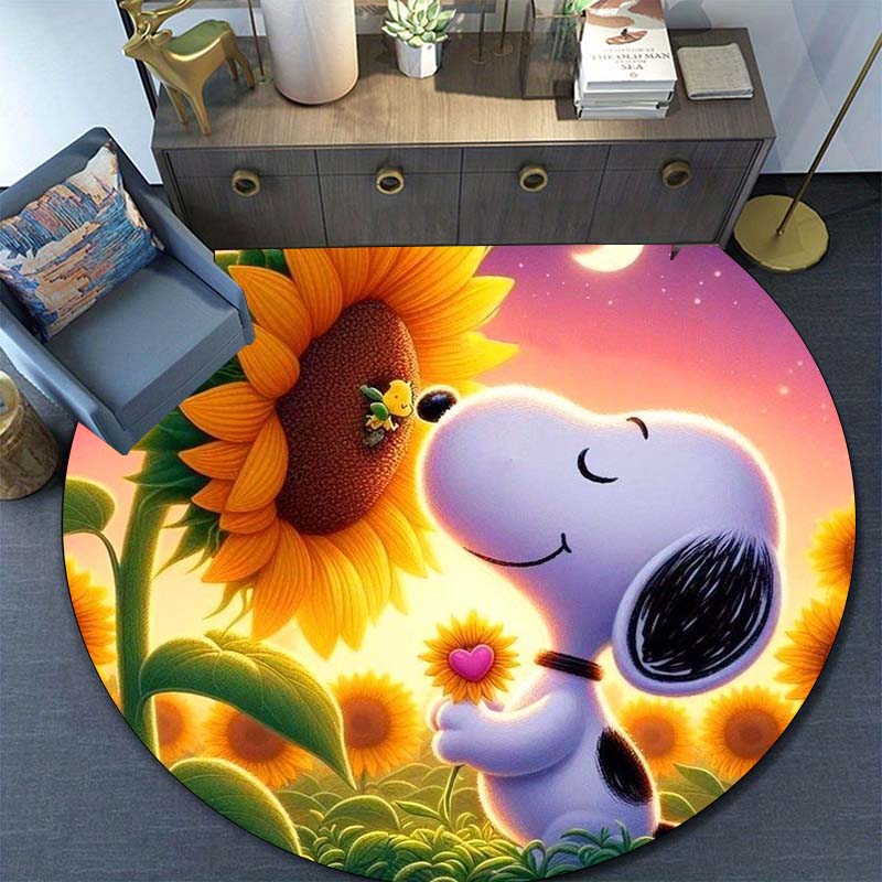 Lucky Red Rose Printed Round Carpet Anti Slip and Easy To Clean Ideal Carpet for Home or Vacation Homes Durable and Affordable