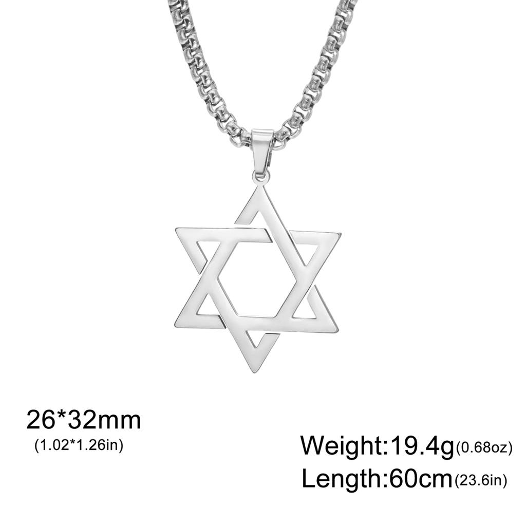  Star of David Necklace Stainless Steel Box Chain Classic Hexagram Six-pointed Star Pendant Chain for Men Jewish Jewelry