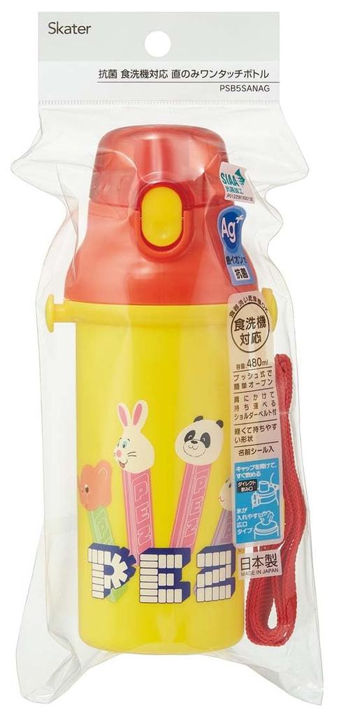 Skater Water Direct Dishwasher Made In for Boys and Children's Bottle, 480ml, Drinking, Plastic, One-Touch Operation, Safe, Japan, PEZ, Girls,