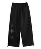 LOOXP Pantalon Large Long d'Entraînement à Rivets Pointus Diagonaux Arrière Noir