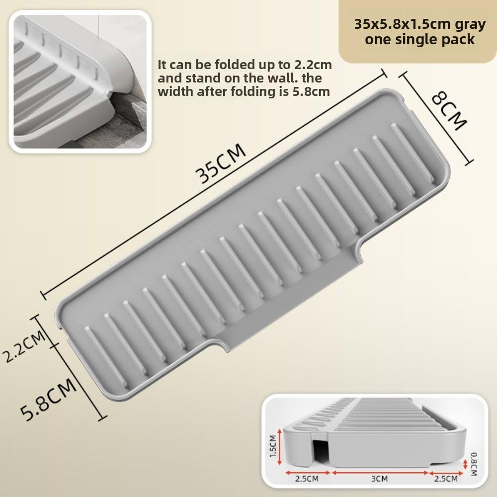 New Anti-slip Sink Drain Pad Silicone Splash-proof Countertop Drain Pad Anti-slip Narrow Edge Sink Water Absorbent Tray Kitchen