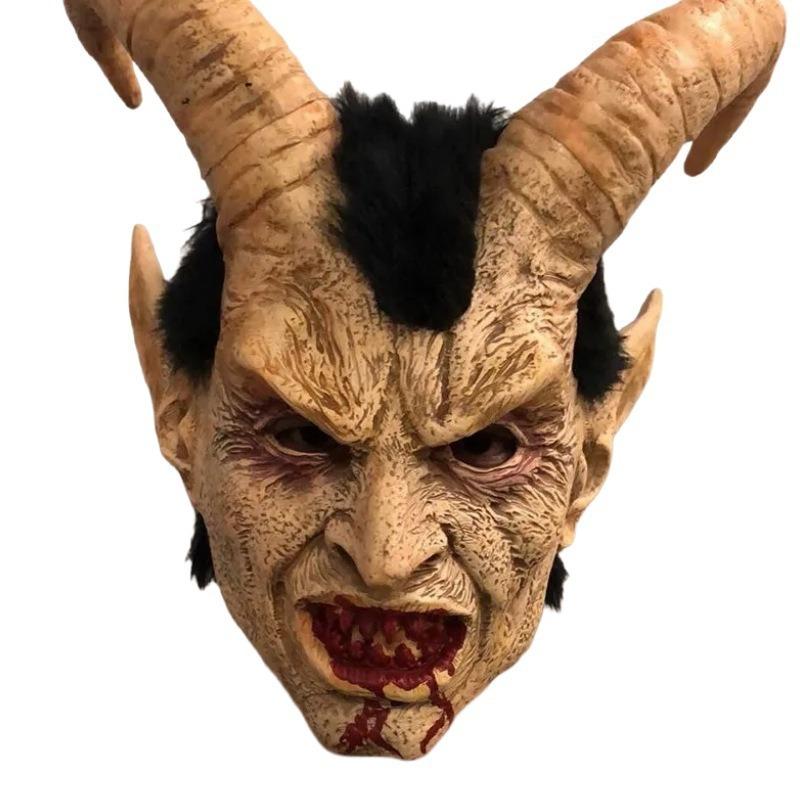Halloweenská celoobličejová maska Lucifera pro dospělé Latexová maska Lucifera s rohy Cospal Rekvizity