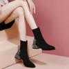 2025 Black Suede Round Toe Ankle Boots with Pearl Rhinestone Detail for Men