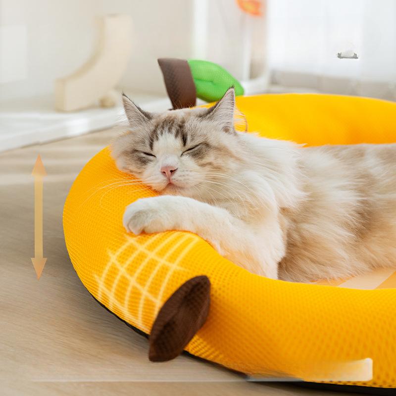 Orange Summer Cute Fruit Backrest Kit Cat Summer Breathable Heat Dissipation Wear-Resistant Scratch-Resistant Pet Cat Nest Mat