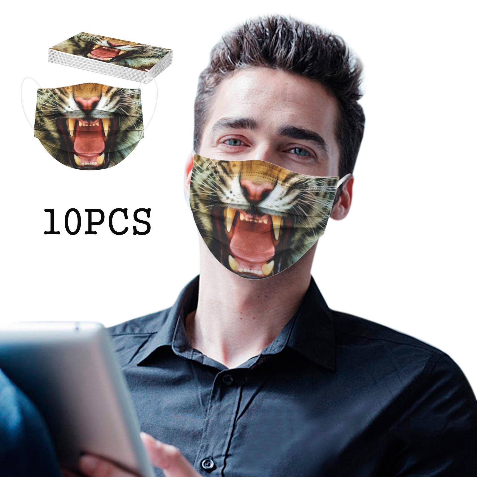 

Взрослая забавная маска с принтом животных, трехслойная защитная дышащая Free Size