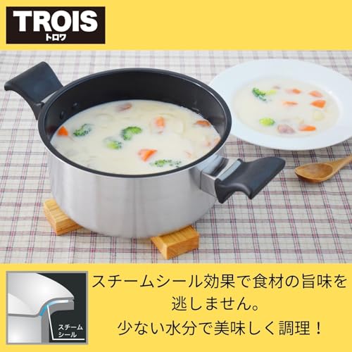 Urushiyama Metallindustrie 22cm Zweihandtopf, Leichtes Design für einhändige Handhabung, Einfach zu handhaben, Gas- und Induktionskompatibel, Keramik-Inter