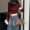 Vintage Genuine Leather Handbag Purse For Women Suede Shoulder Bag Crossbody Bags Female Luxury Designer Clutch Ladies Hobo Bag