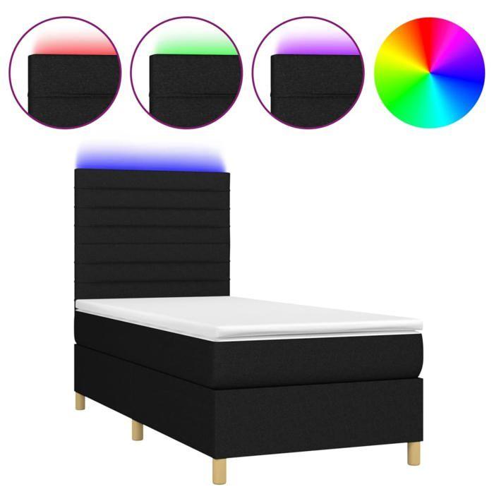 VidaXL Slatted Bed Base with Mattress and LED, Upholstered Bed, Single Bed, Adult Bed for Interior Bedroom, 3135487