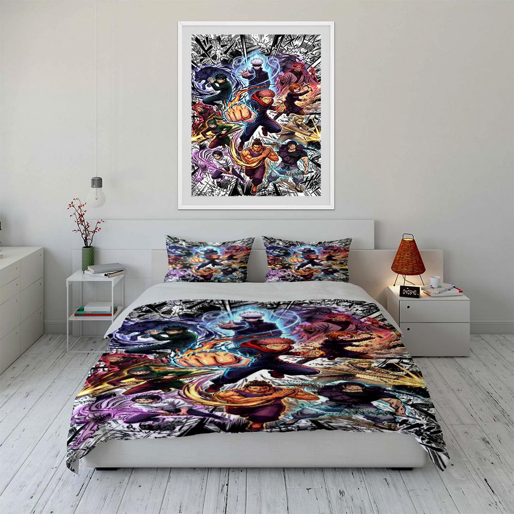 Anime Heroes Bedding Set with Action Design Bedding set (1 duvet cover, 2 pillowcases, duvet not included)