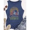 2026 New Abstract Line Mountain Sunrise Print Round Neck Women Sleeveless Tank Top Casual Versatile Comfort Summer Vest