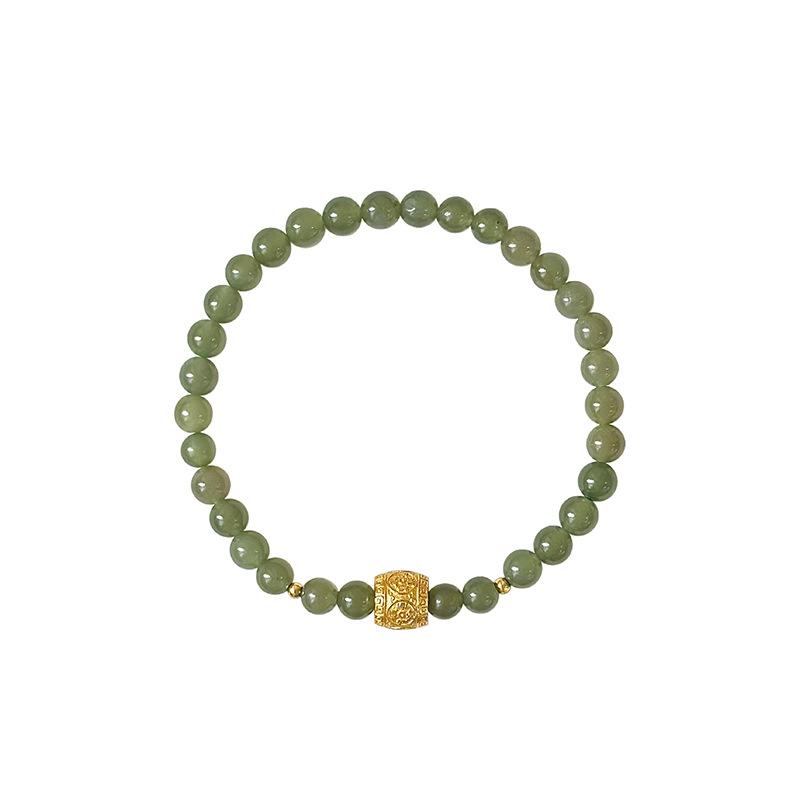 Natural Hetian Jade Beaded Bracelet Retro Niche Temperament Wenwan Bracelet Simple New Chinese High-end Hand Jewelry