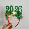 Yousheng Luminous Headband 2026 Glitter New Year Hair Clips Adjustable Sparkling Number Embellishments Shiny Surface Hair Hoop Party Accessories