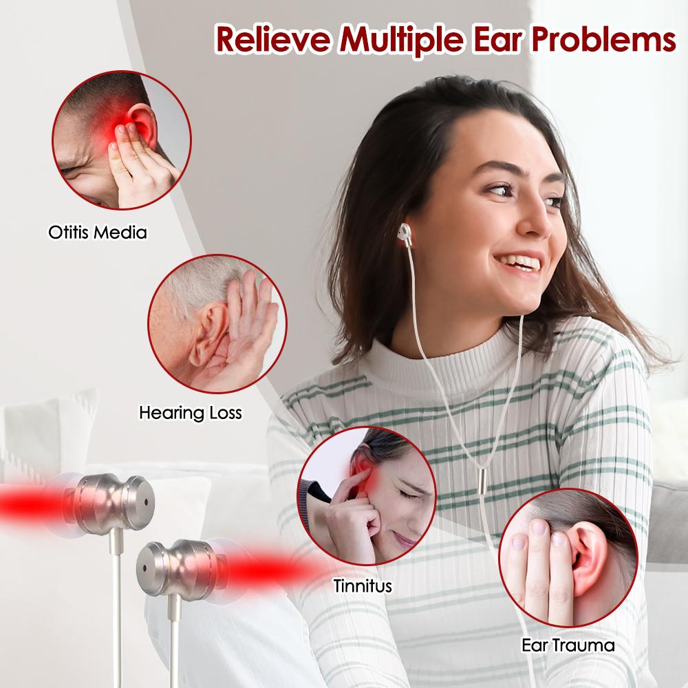 650nm Red Light Tinnitus Ear Laser Therapy Physiotherapy Treatment for Otitis Media Deafness LLLT Irradiation Earplug USB Type