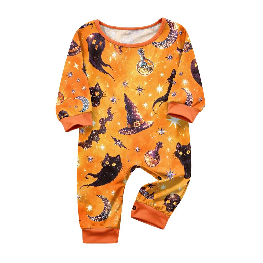Family Matching Halloween Pajama Sets Short Sleeve T-Shirt and Pants Print Wear for Women Men Kids