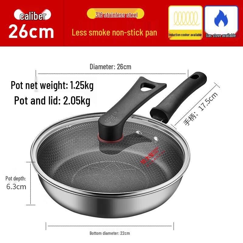 Cui Da Huang 316 Stainless Steel Non-Stick Frying Pan
