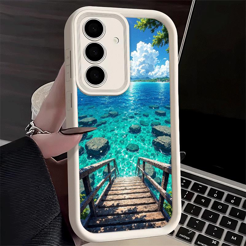 Phone Case for Samsung Galaxy A17 A16 A15 A14 A13 Summer Beach Sea Palm Tree Vacation A56 A36 A26 A55 A35 A25 A54 A34 A24 A53 A3