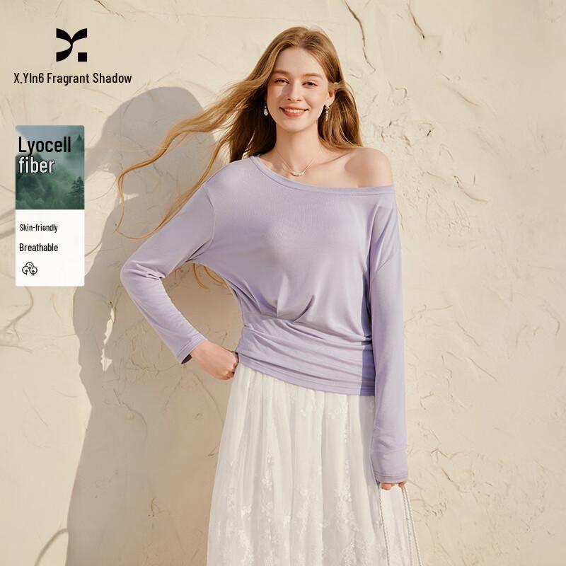 Xiangying Women s Tencel Off-Shoulder Long Sleeve T-Shirt XL
