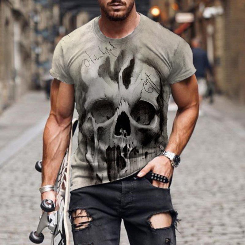 Personalized Skeleton 3D Printed T-shirt Fashion Trend Street Sports Short Sleeved Men's T-shirt