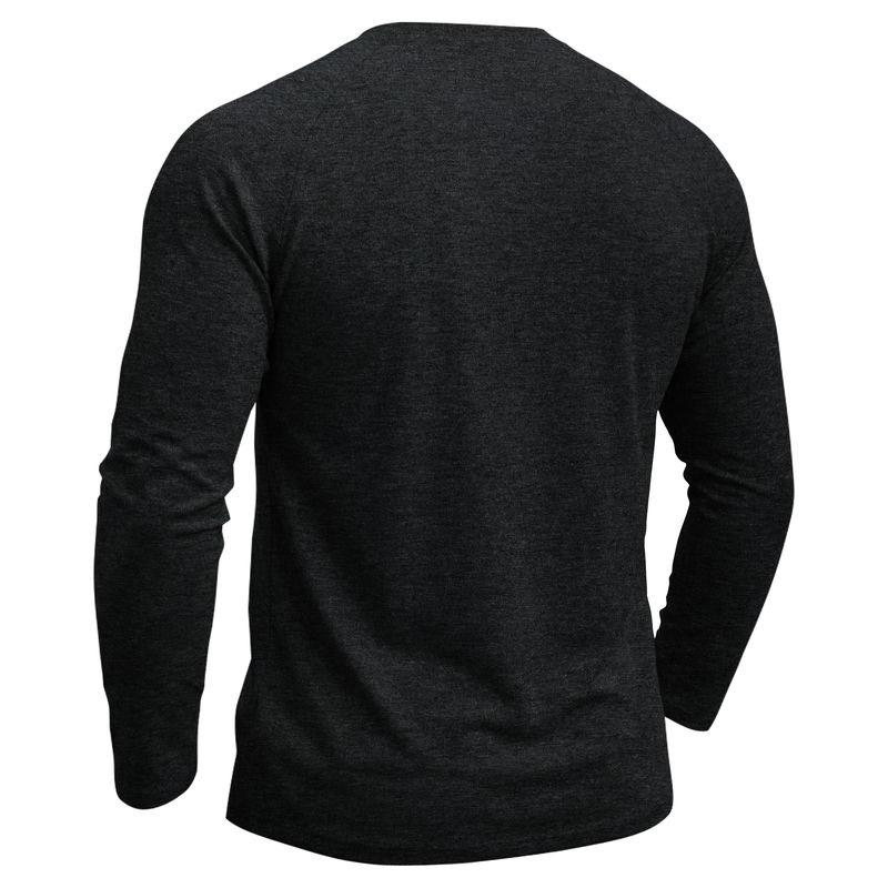 Mens Classic Style Henley Pullover Tops Raglan Long Sleeve Solid Color Daily Casual Wear Crew Neck Basic T Shirts