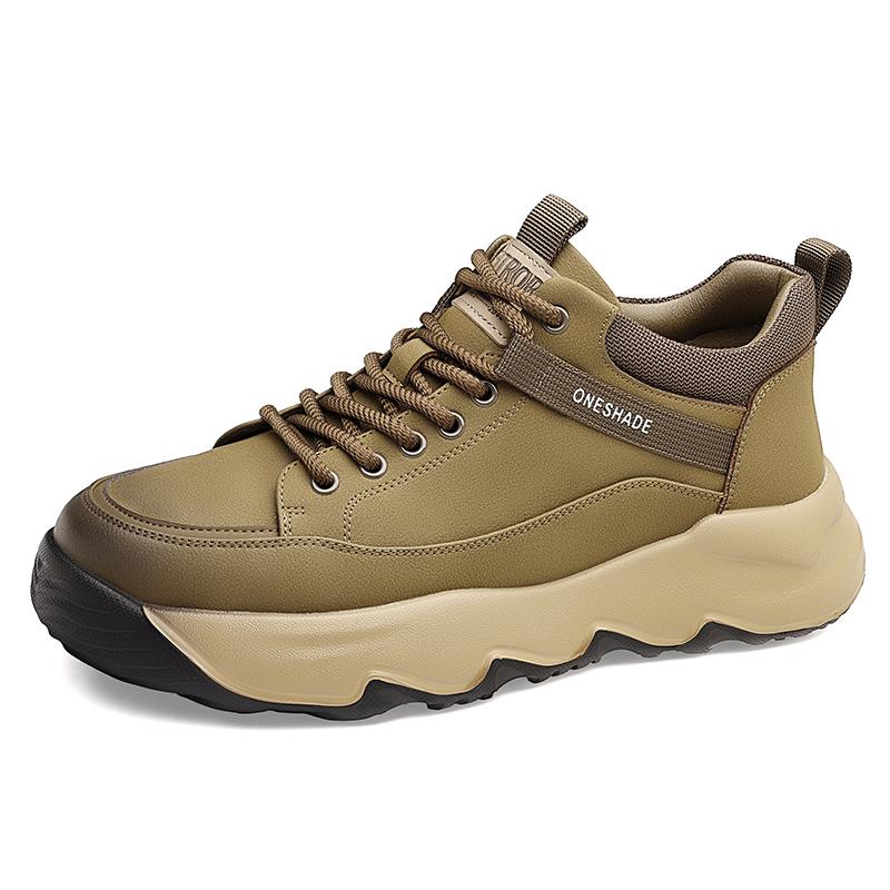 New Men Leather Casual Shoes Soft Sole Lace-up Sneakers Lightweight Treking Footwear Outdoor Male Hiking Shoes Non-Slip Trainers