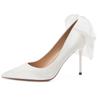 Weiße High Heels Damen Frühling und Herbst 2025 neu spitz zulaufender dünner Absatz Temperament Internet-Berühmtheit französische Schleife Einzelabsatzschuhe Hochzeitsschuhe
