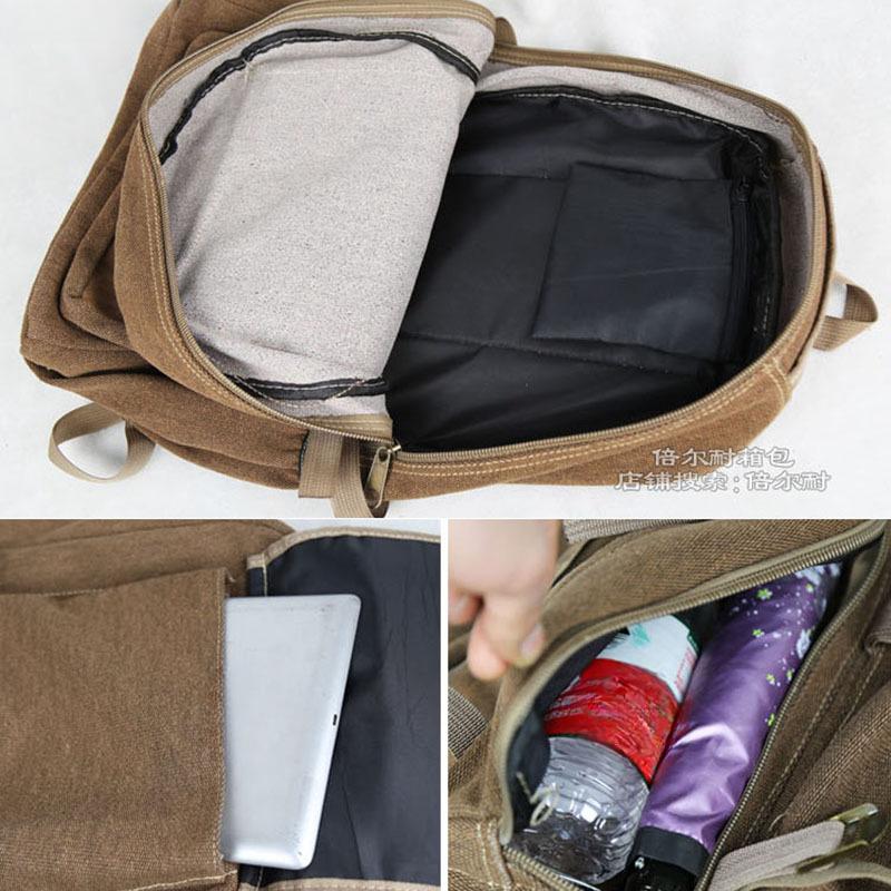 Men Women Durable Canvas Backpack Large Capacity Outdoor Hiking Travel Luggage Bag Big Student School Bag
