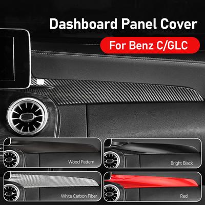 2Pcs Car Carbon Fiber Texture Central Console Dashboard Panel Protective Cover Trim For Mercedes Benz 15-21 C W205 16-21 GLC X25