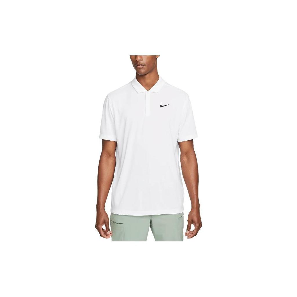Nike Solid Color Logo Polo With Button-Up Short Sleeves Men Tops White DH0857-100